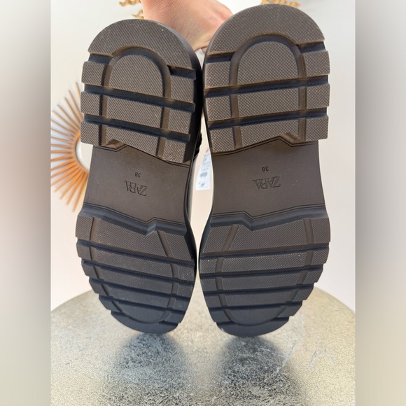 ZARA - Black Over The Knee Lug Sole Boots - Picture 7 of 9